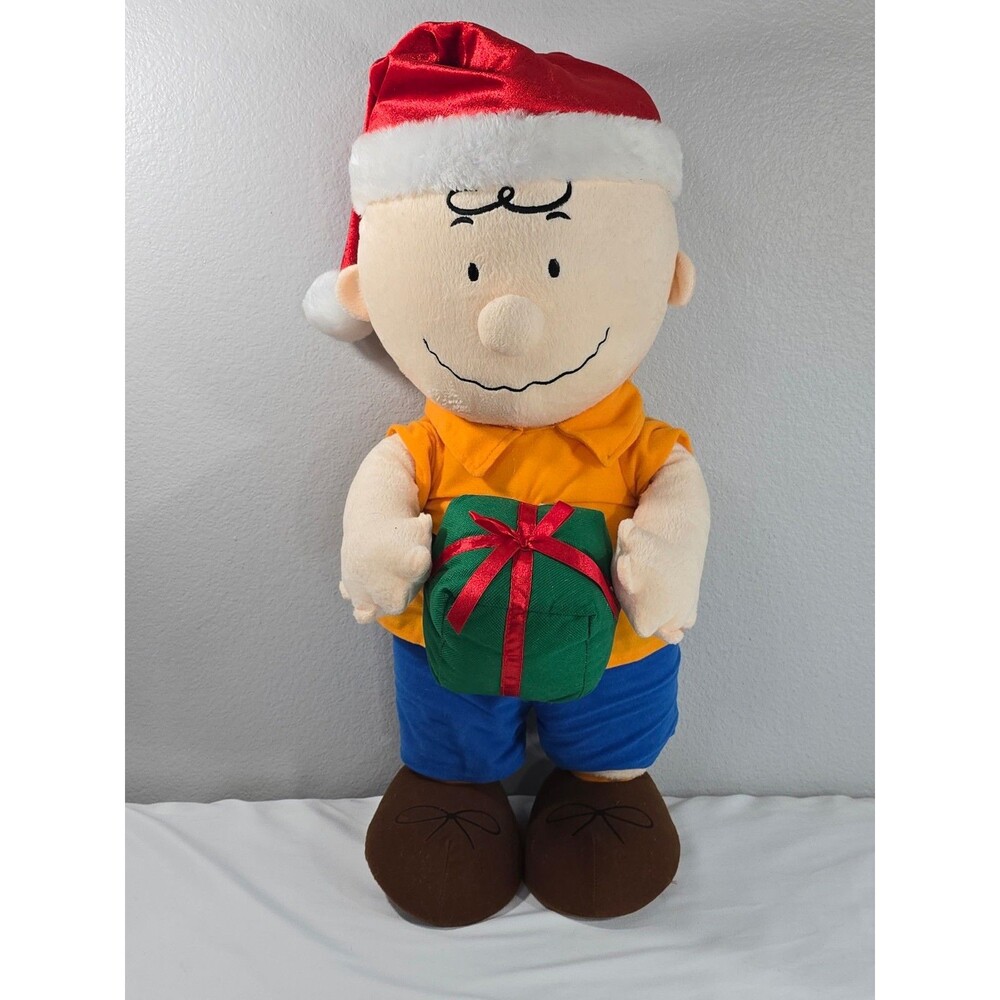 Charlie Brown Holiday Porch Greeter Plush 22” Christmas Decor Rare Peanuts Gemmy